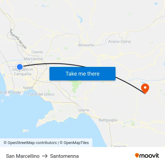 San Marcellino to Santomenna map