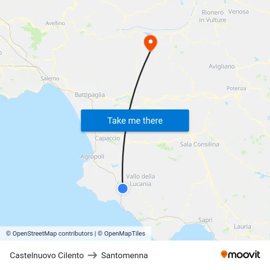 Castelnuovo Cilento to Santomenna map