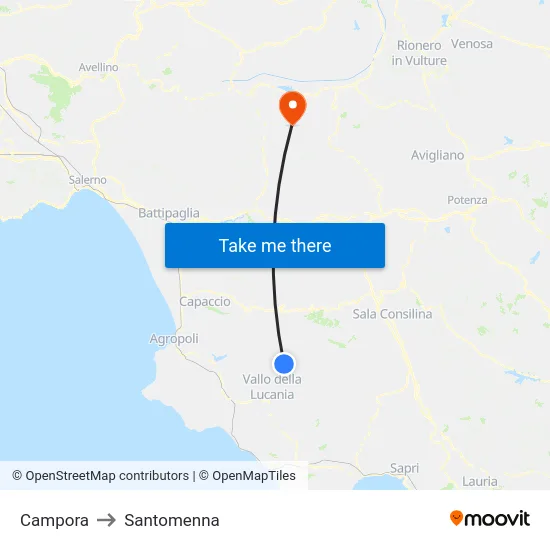 Campora to Santomenna map