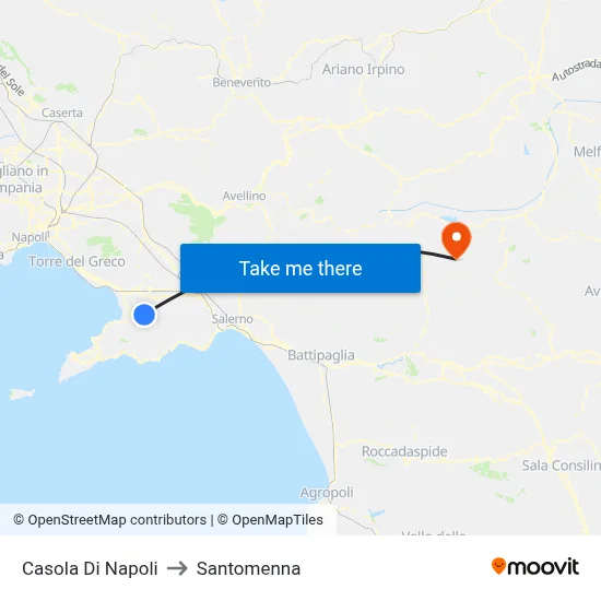 Casola di Napoli to Santomenna map