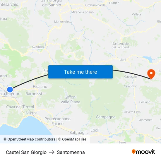 Castel San Giorgio to Santomenna map
