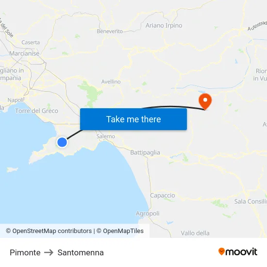 Pimonte to Santomenna map