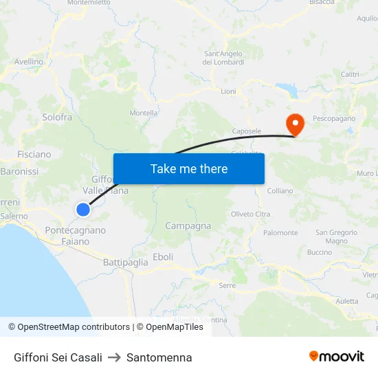 Giffoni Sei Casali to Santomenna map