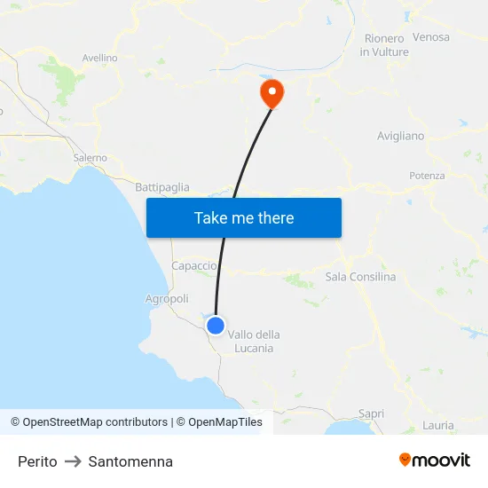 Perito to Santomenna map