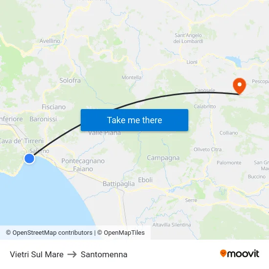 Vietri Sul Mare to Santomenna map