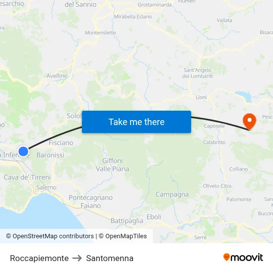 Roccapiemonte to Santomenna map