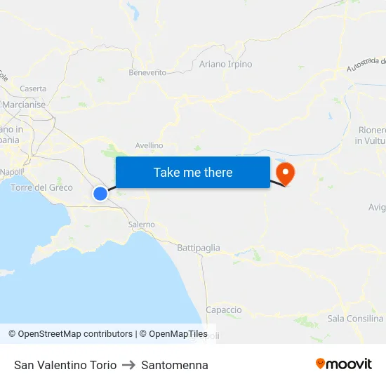 San Valentino Torio to Santomenna map