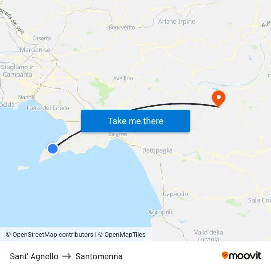 Sant' Agnello to Santomenna map