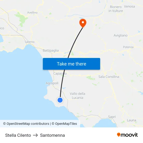 Stella Cilento to Santomenna map