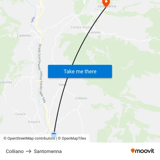 Colliano to Santomenna map