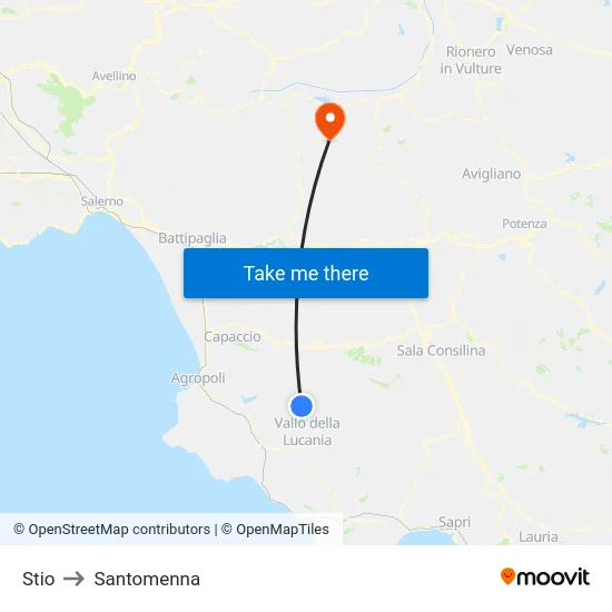 Stio to Santomenna map