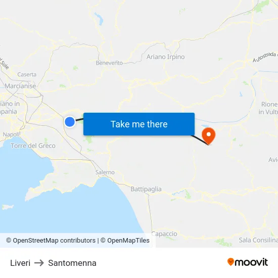 Liveri to Santomenna map