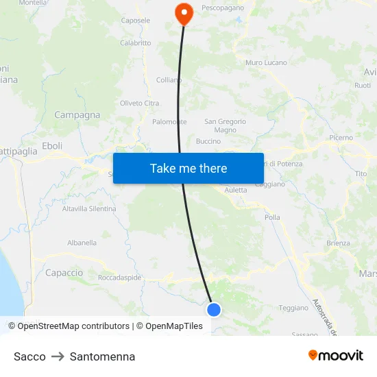 Sacco to Santomenna map