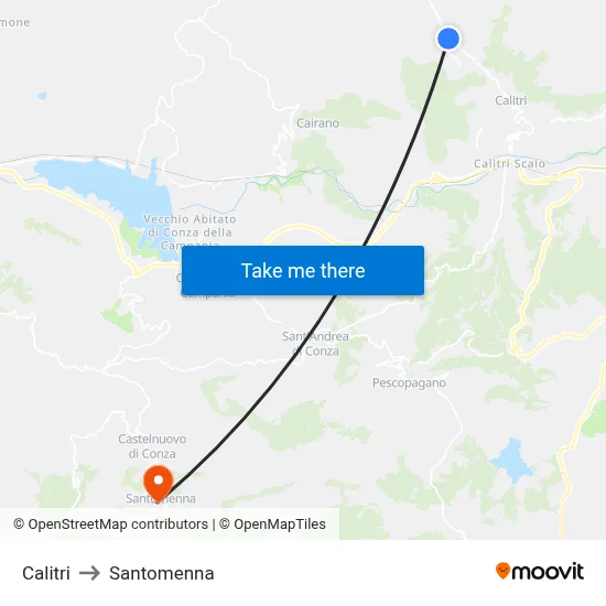 Calitri to Santomenna map