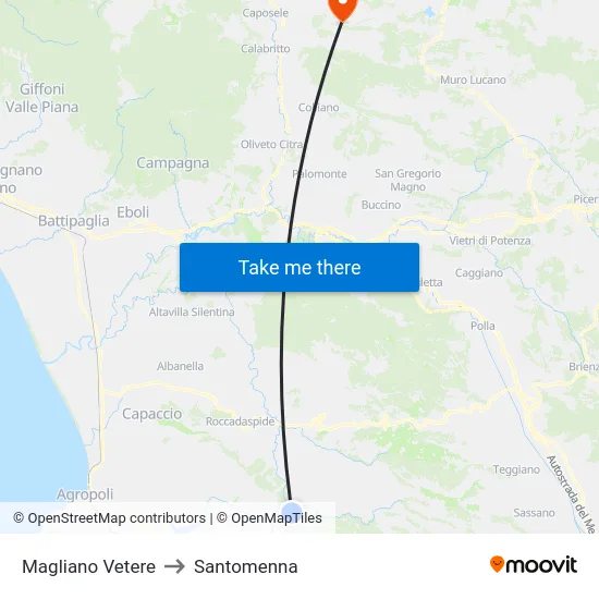 Magliano Vetere to Santomenna map