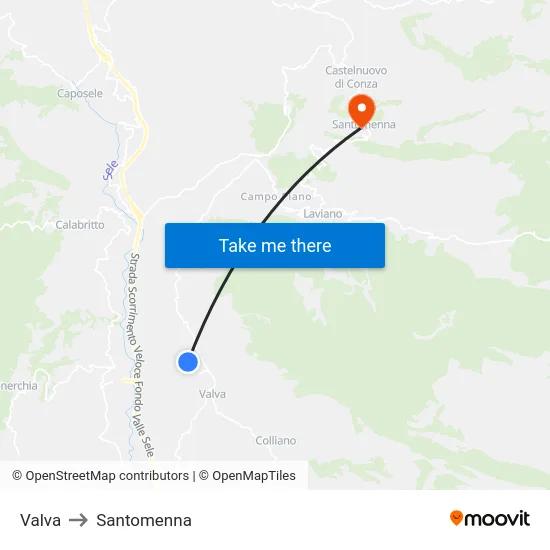 Valva to Santomenna map