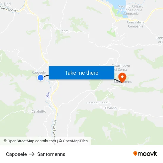 Caposele to Santomenna map