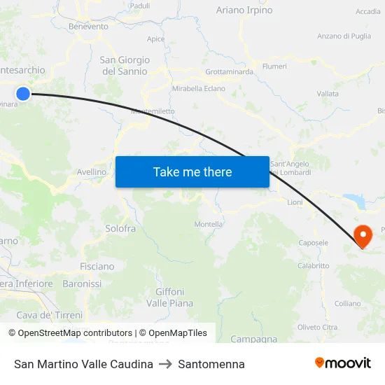 San Martino Valle Caudina to Santomenna map