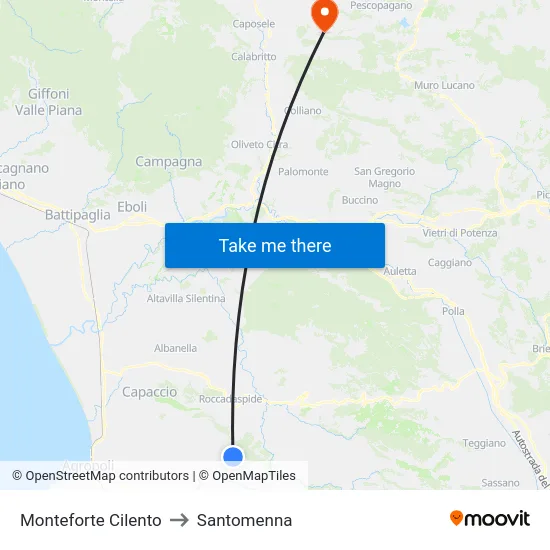 Monteforte Cilento to Santomenna map