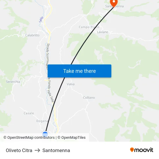 Oliveto Citra to Santomenna map