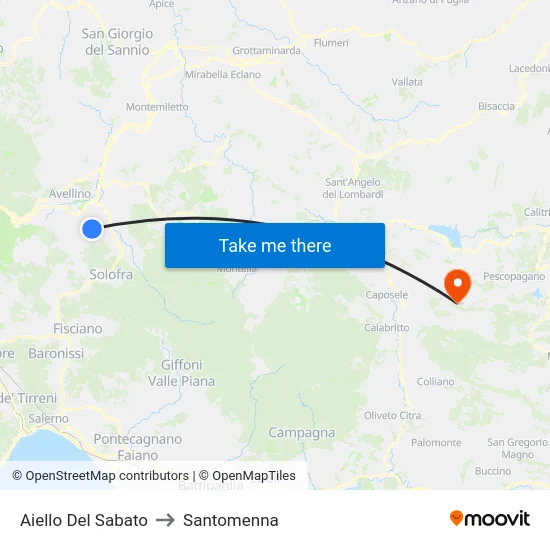Aiello Del Sabato to Santomenna map