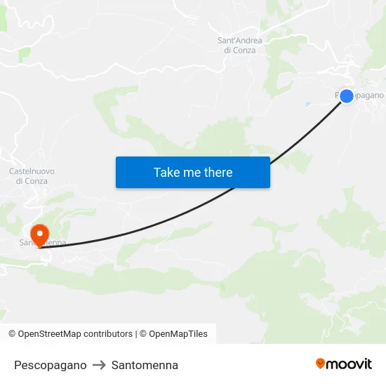 Pescopagano to Santomenna map