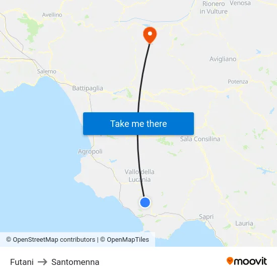 Futani to Santomenna map
