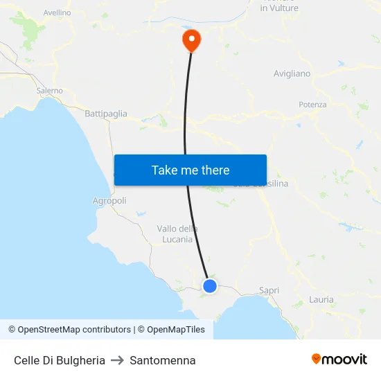 Celle Di Bulgheria to Santomenna map