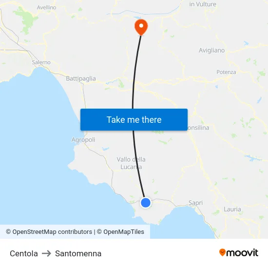Centola to Santomenna map