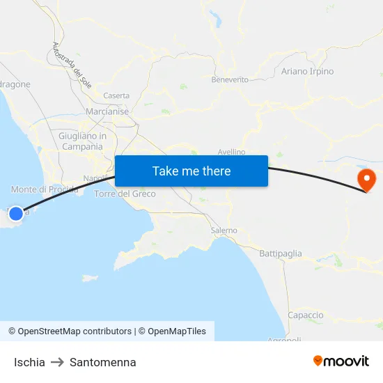 Ischia to Santomenna map