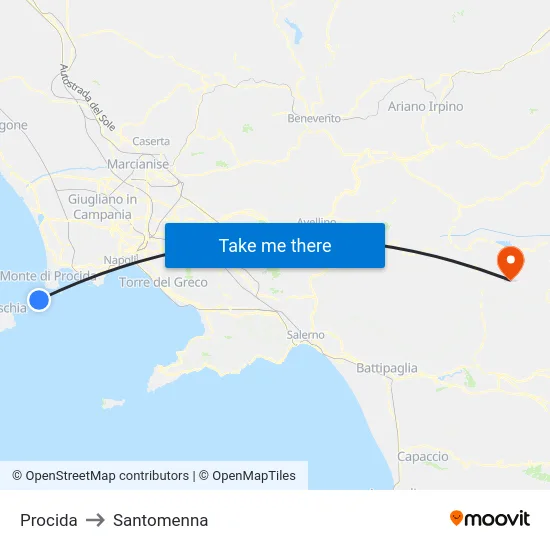 Procida to Santomenna map