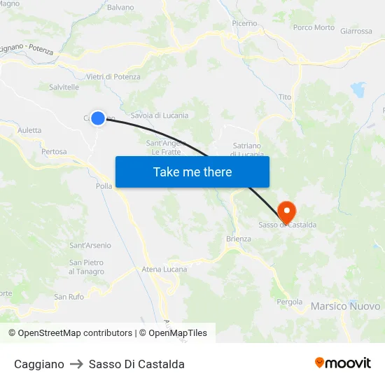 Caggiano to Sasso Di Castalda map