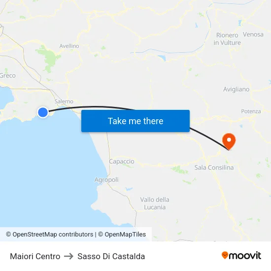 Maiori Centro to Sasso Di Castalda map