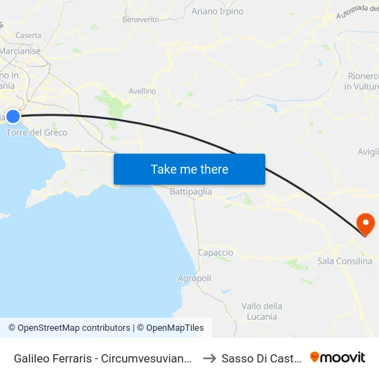 Galileo Ferraris - Circumvesuviana E.A.V. to Sasso Di Castalda map
