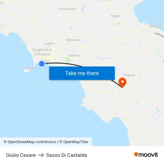 Giulio Cesare to Sasso Di Castalda map