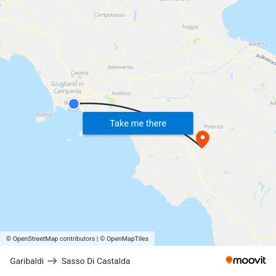 Garibaldi to Sasso Di Castalda map