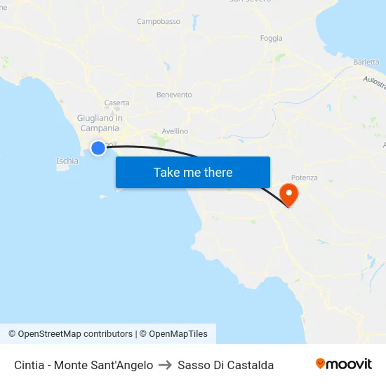 Cintia - Monte Sant'Angelo to Sasso Di Castalda map