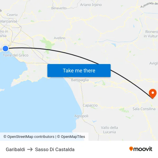 Garibaldi to Sasso Di Castalda map