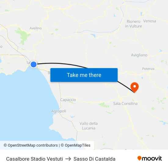 Casalbore Stadio Vestuti to Sasso Di Castalda map