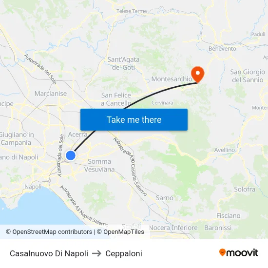 Casalnuovo Di Napoli to Ceppaloni map