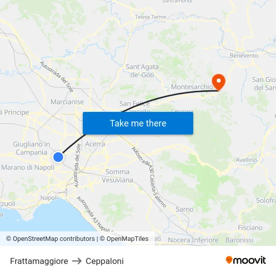 Frattamaggiore to Ceppaloni map