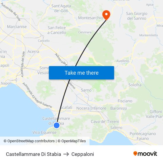 Castellammare Di Stabia to Ceppaloni map