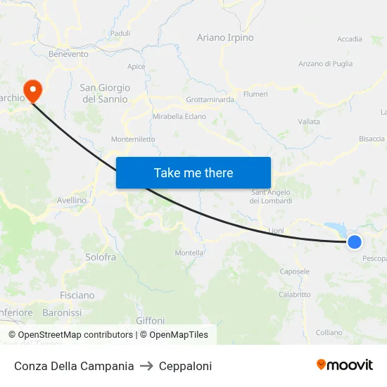 Conza Della Campania to Ceppaloni map
