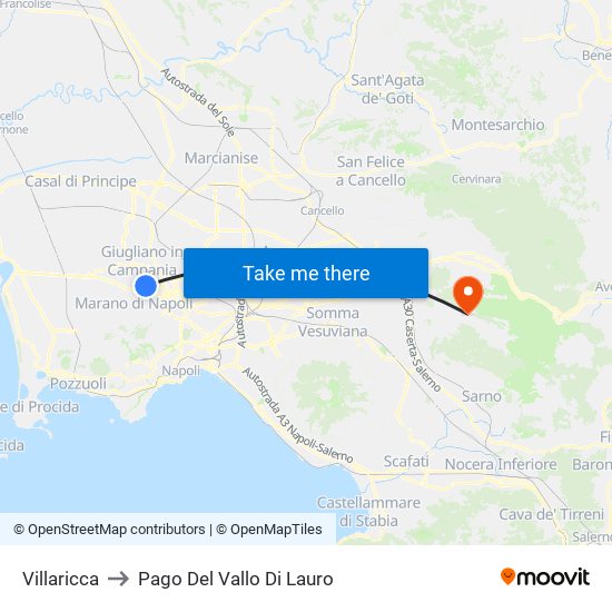 Villaricca to Pago Del Vallo Di Lauro map