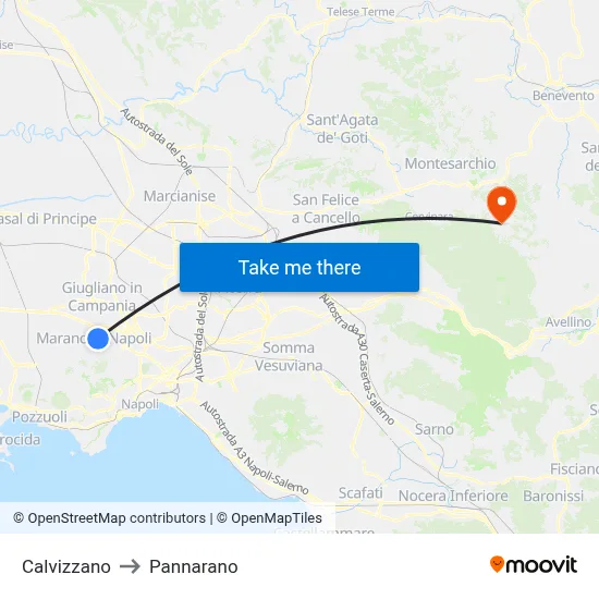 Calvizzano to Pannarano map