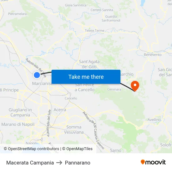 Macerata Campania to Pannarano map