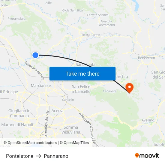 Pontelatone to Pannarano map