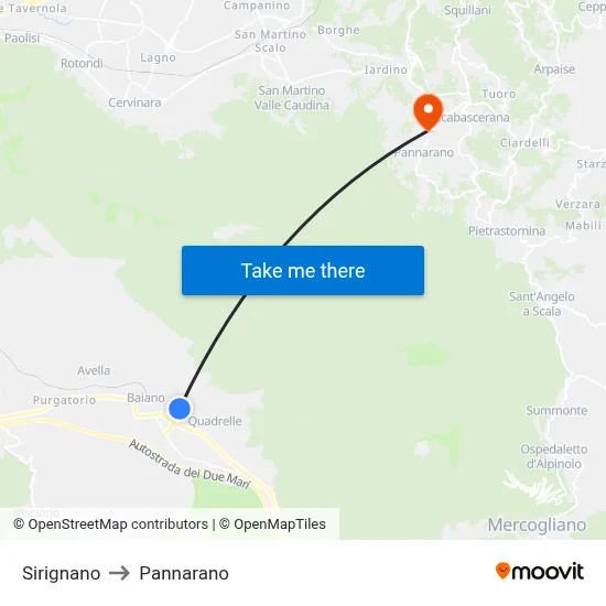 Sirignano to Pannarano map