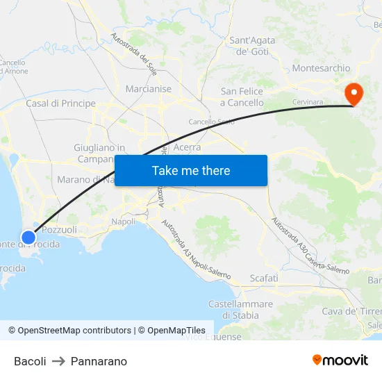 Bacoli to Pannarano map