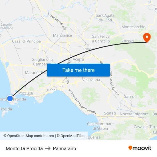 Monte Di Procida to Pannarano map